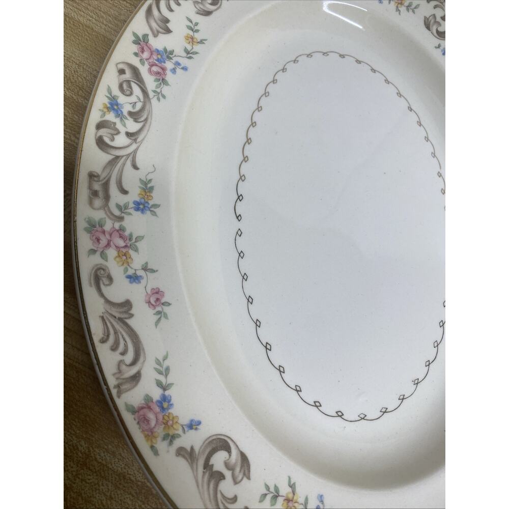 Vintage Paden City Pottery Duchess Medium Oval Platter Floral Gold Trim 11.5” - Picture 7 of 8